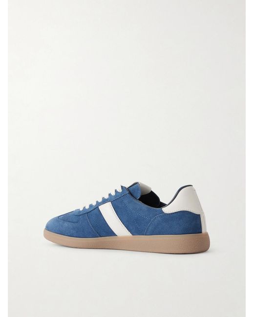 Tom Ford Blue Archer Leather-Trimmed Suede Sneakers for men