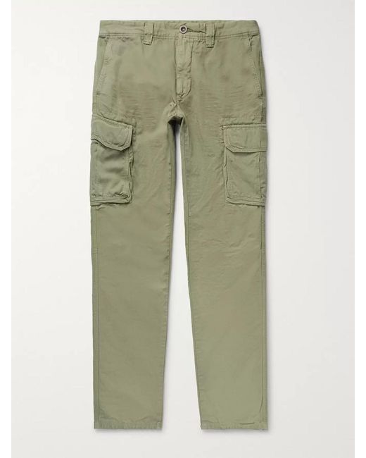 Slowear Green Slim-Fit Cotton And Linen-Blend Cargo Trousers for men