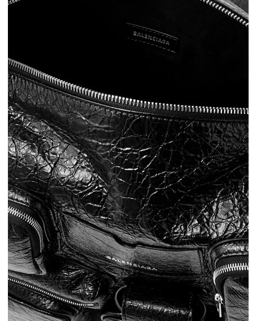 Tote bag grande in pelle craquelé Superbusy di Balenciaga in Black da Uomo
