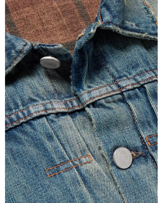 Enfants Riches Deprimes Blue Distressed Panelled Denim Jacket for men