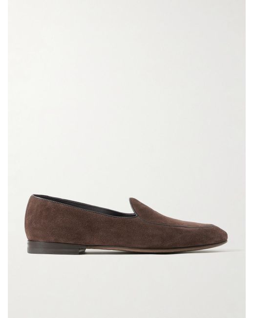 Manolo Blahnik Modena Loafers aus Veloursleder mit Lederbesatz in Brown für Herren