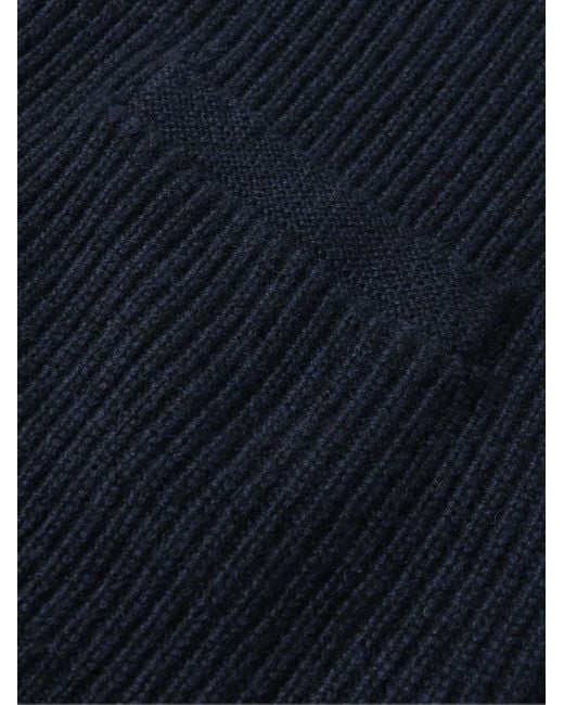 RRL Blue Shawl-collar Ribbed Cashmere Cardigan for men
