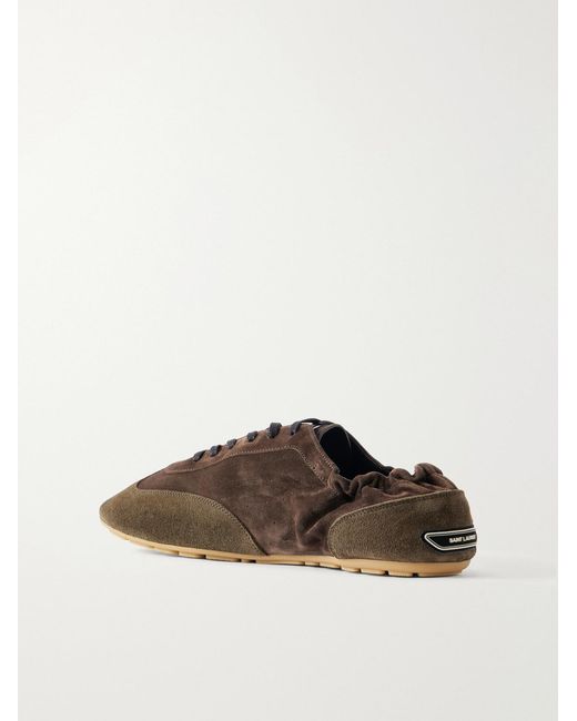 Saint Laurent Brown Lewis 05 Logo-Appliquéd Suede Sneakers for men