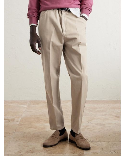 Brunello Cucinelli Natural Straight-Leg Cotton Chinos for men