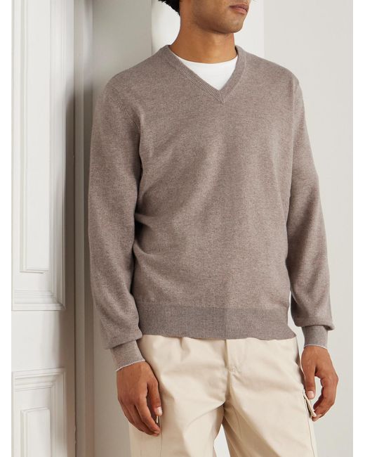 Brunello Cucinelli Gray Cashmere Sweater for men