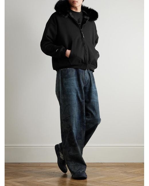 Balenciaga Black Plush-Lined Cotton-Jersey Hoodie for men