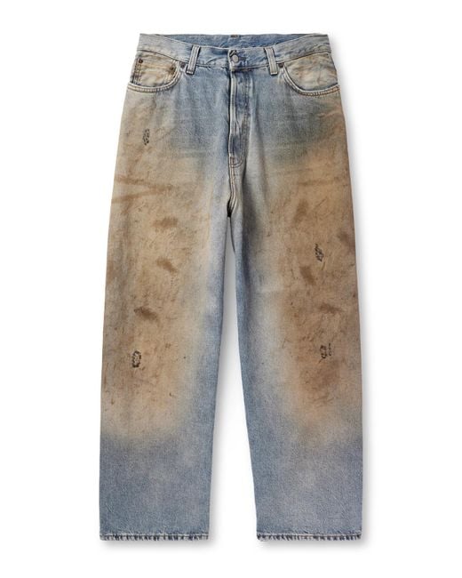 Acne Blue Straight-Leg Distressed Jeans for men