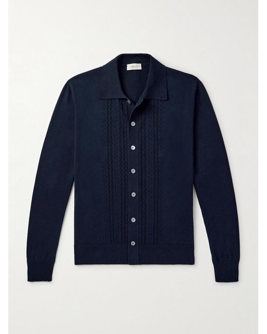 Piacenza 1733 Blue Pointelle-Knit Cotton Shirt for men