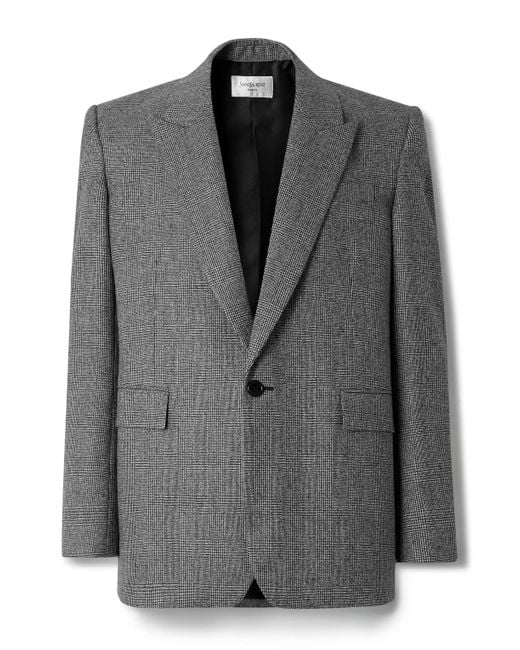 Saint Laurent Black Prince Of Wales Checked Wool Blazer for men