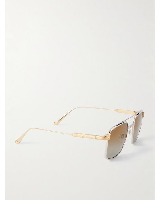 Cartier Natural Santos Aviator-Style And-Tone Titanium Sunglasses for men