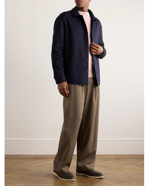 Loro Piana Blue Whitney Cotton, Silk And Cashmere-Blend Shirt Jacket for men