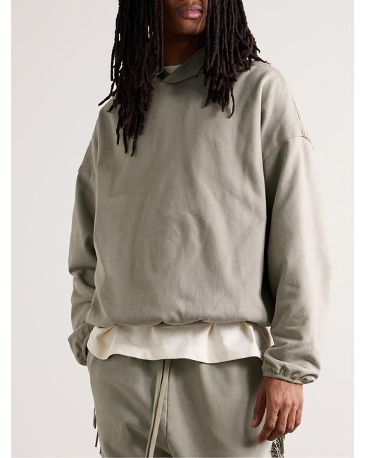 Fear Of God Gray Logo-Appliquéd Cotton-Jersey Hoodie for men