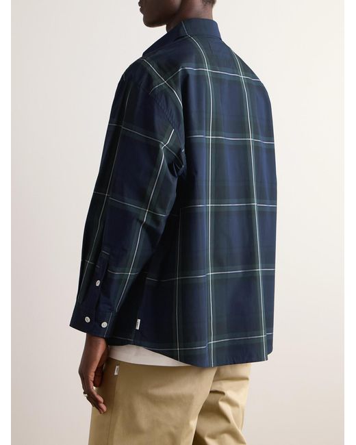 (w)taps Blue Checked Cotton Shirt for men
