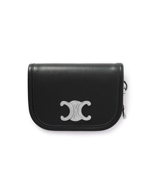 Céline Black Nano Logo-Embellished Leather And-Tone Keyring Wallet for men