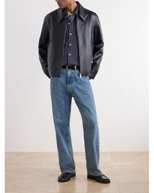 AMI Black Leather Jacket for men