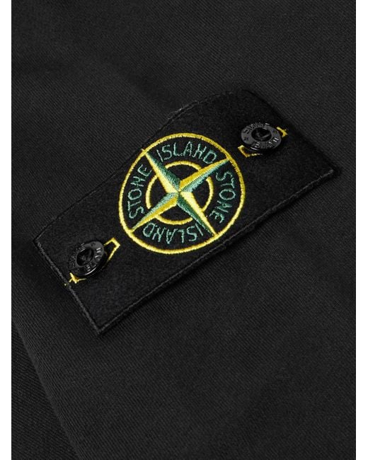 Stone Island Sweatshirt aus Baumwoll-Jersey mit Logoapplikation in Stückfärbung in Black für Herren
