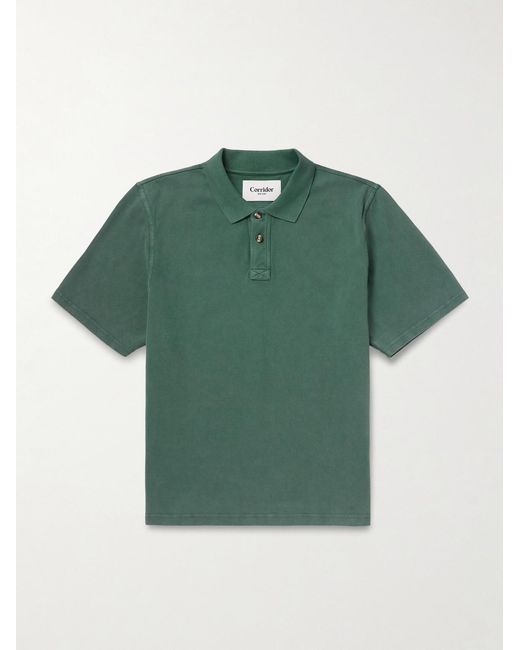 Corridor NYC Green Garment-Dyed Cotton-Piqué Polo Shirt for men