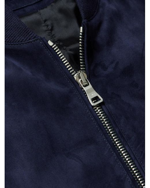 Mr P. Blue Suede Bomber Jacket for men