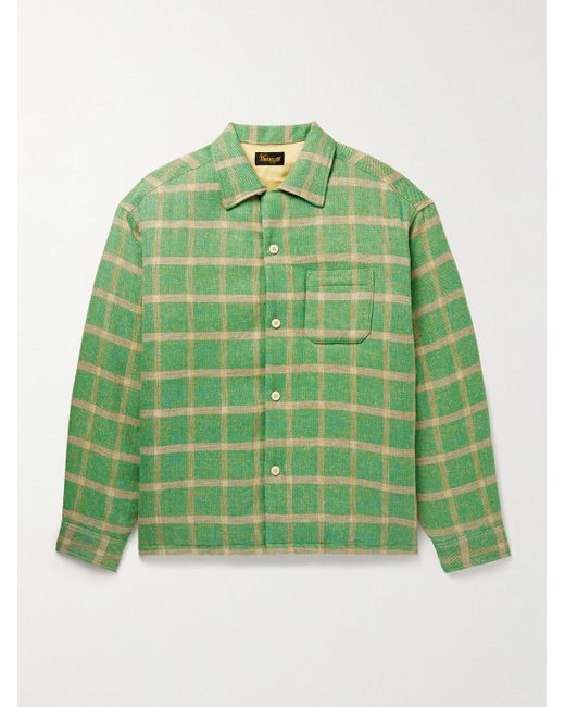 Visvim Green Keesey Checked Linen And Wool-Blend Down Jacket for men
