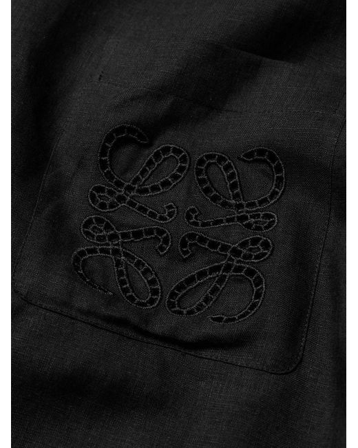 Loewe Black Paula's Ibiza Oversized Broderie Anglaise Linen Shirt for men