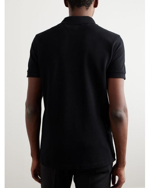 Tom Ford Polohemd aus Baumwoll-Piqué in Stückfärbung in Black für Herren