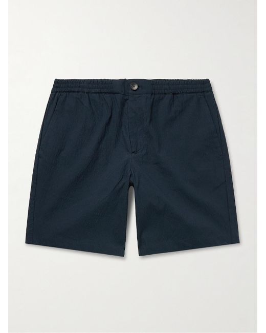 Mr P. Gerade geschnittene Shorts aus Seersucker aus einer Baumwollmischung in Blue für Herren