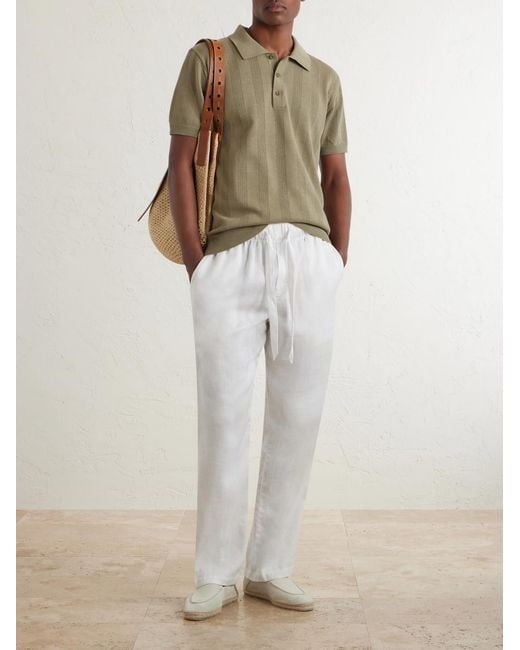 Frescobol Carioca White Luan Straight-Leg Linen And Cotton-Blend Drawstring Trousers for men