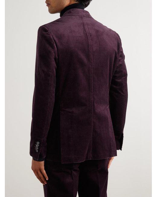 De Petrillo Purple Posillipo Slim-fit Cotton-blend Corduroy Suit Jacket for men