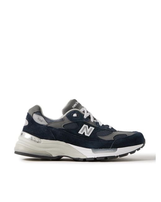 New Balance Blue M992 Leather-Trimmed Suede, Nubuck And Mesh Sneakers for men