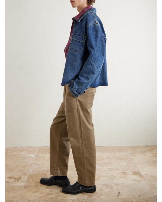 Kapital Natural Straight-Leg Pleated Cotton-Twill Chinos for men