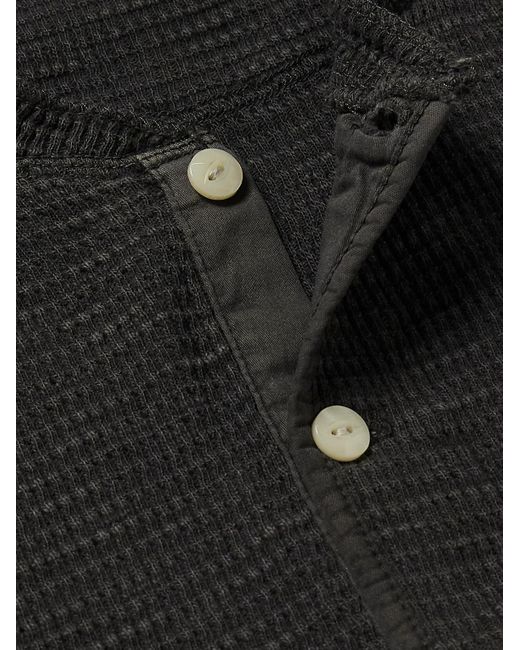 RRL Black Slim-fit Textured-cotton Henley T-shirt for men