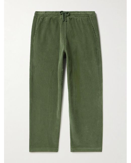 Universal Works Green Straight-leg Wool-corduroy Drawstring Trousers for men