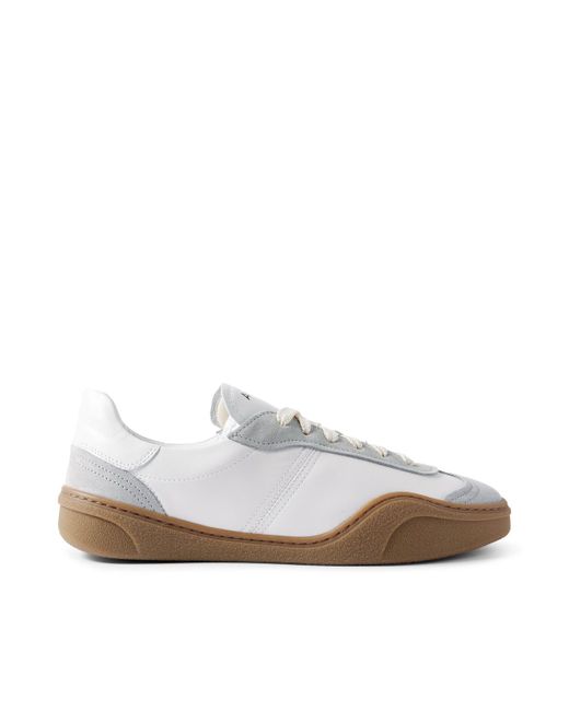 Acne White Bars Low Suede-Trimmed Leather Sneakers for men