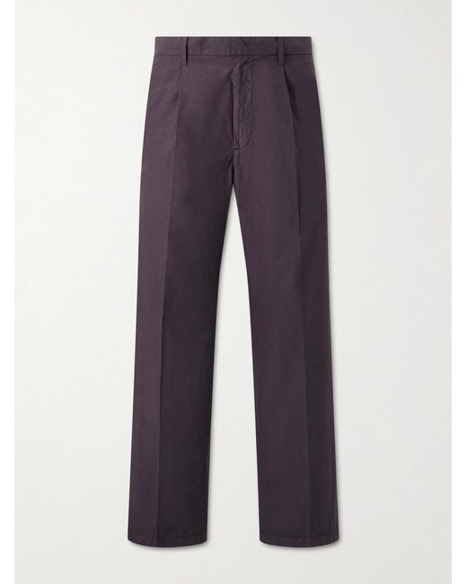 Auralee Blue Drawstring Cotton Straight-Leg Trousers for men