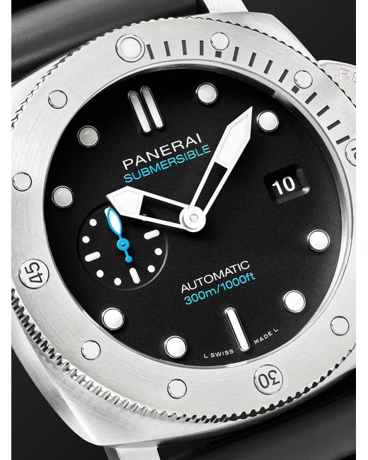 Panerai Black Submersible Quarantaquattro Automatic 44mm Stainless Steel And Rubber Watch for men