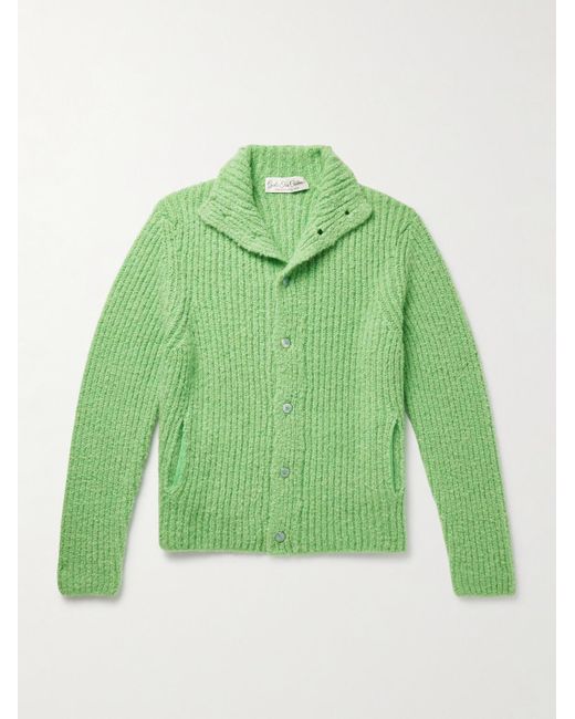 God's True Cashmere Green Cloud Ribbed Cashmere Cardigan for men