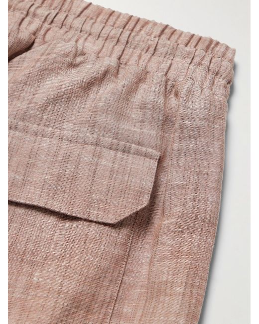 Pantaloni a gamba dritta in misto lino e cotone con coulisse di Zimmerli of Switzerland in Pink da Uomo