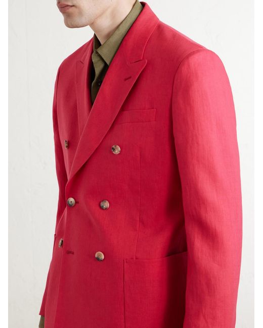 Paul Smith Red Double-Breasted Linen Blazer for men