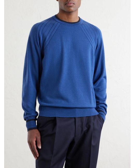 John Smedley Blue Dean Merino Wool Sweater for men