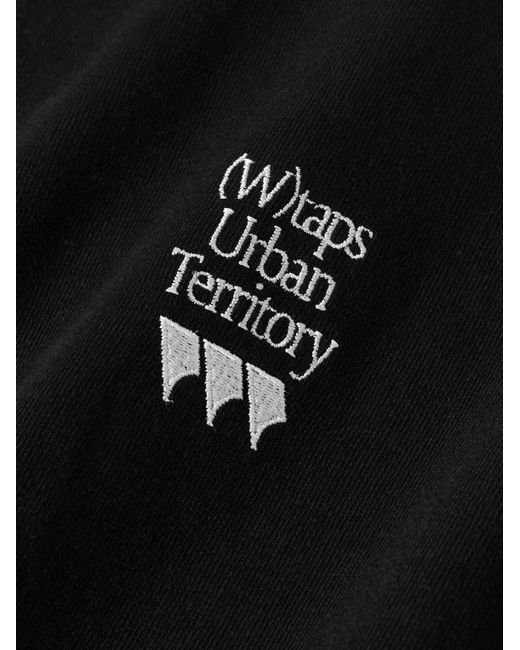 (w)taps Black Logo-embroidered Cotton-jersey T-shirt for men