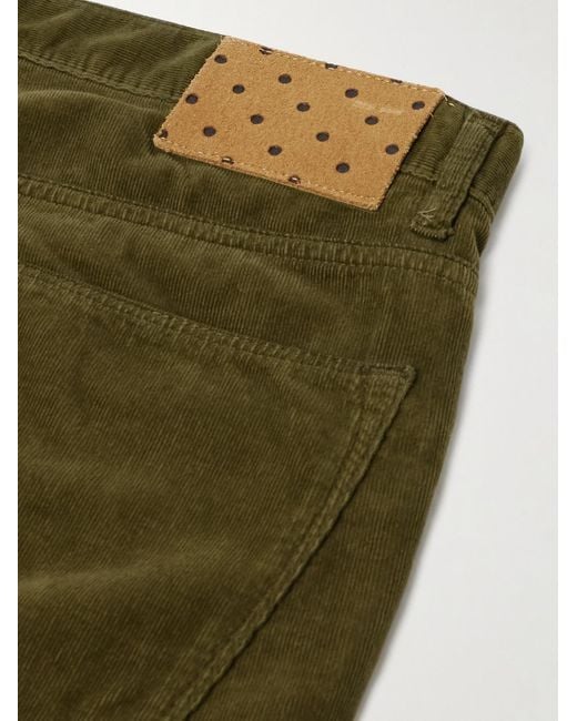 Massimo Alba Green Slim-Fit Straight-Leg Cotton-Corduroy Trousers for men