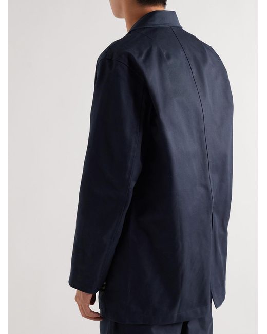 Adish Blue Wool-Trimmed Cotton-Twill Overcoat for men