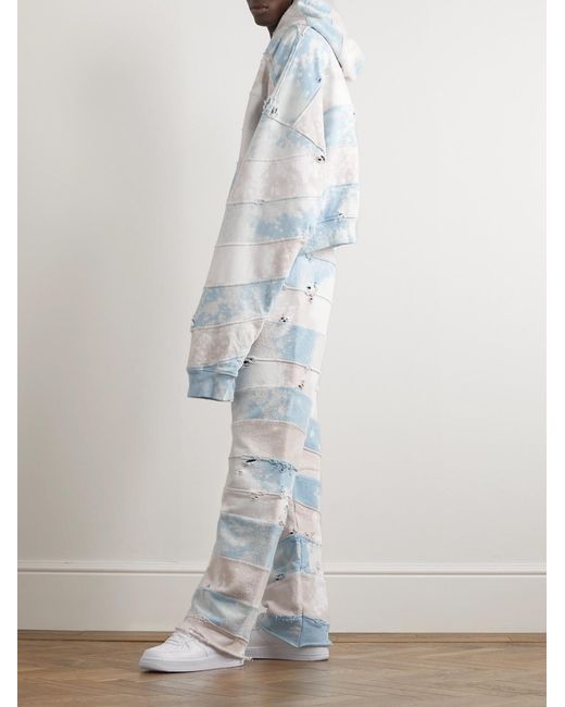 Liberal Youth Ministry Blue Straight-Leg Bleached Distressed Cotton-Jersey And Terry Sweatpants for men