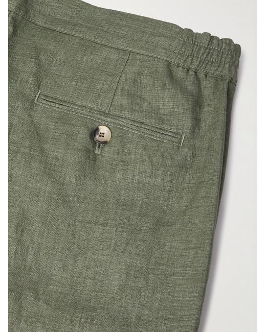 Loro Piana Green Nolan Straight-Leg Linen Shorts for men