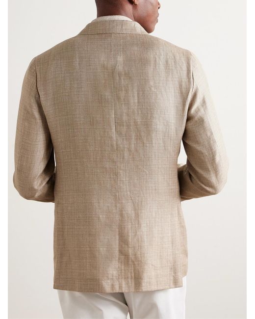 Caruso Natural Slim-Fit Double-Breasted Linen And Wool-Blend Blazer for men