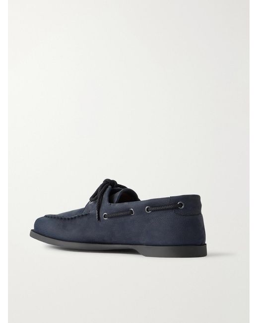 John Lobb Blue Foil Nubuck Boat Shoes for men