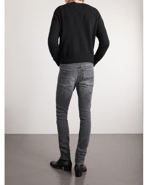 Amiri Blue Hollywood Skinny-fit Embellished Jeans for men
