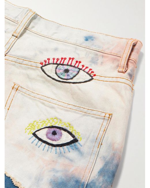 Kapital Blue Slim-Fit Patchwork Embroidered Tie-Dyed Jeans for men