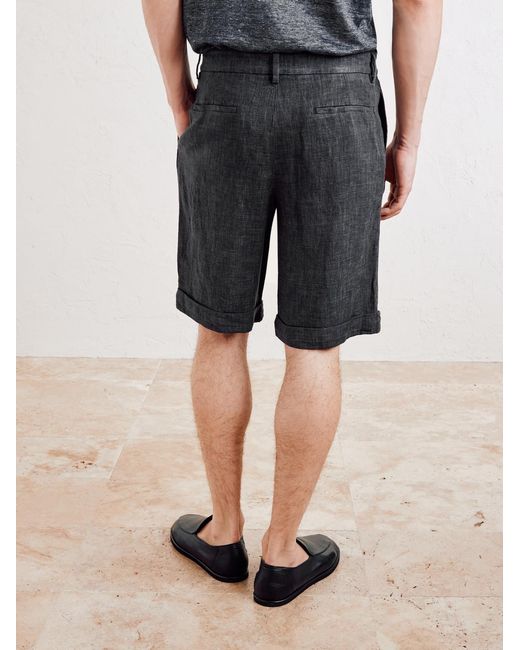 Barena Gray Scandola Simodo Straight-leg Pleated Linen-blend Gabardine Shorts for men