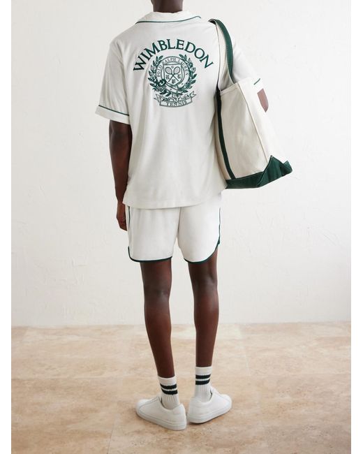 Polo Ralph Lauren White Wimbledon Logo-Embroidered Cotton-Blend Terry Shirt for men